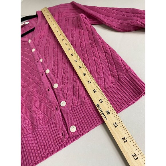 Petite Sophisticate Italian Merino Wool Pink Cable Knit Cardigan Sweater Small - Picture 7 of 16